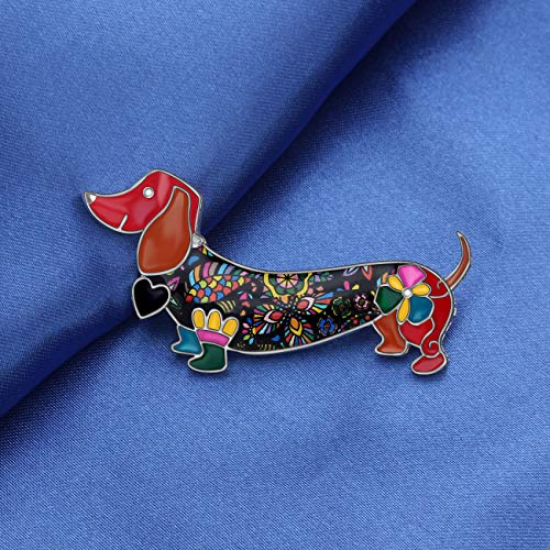Image of Bonsny Enamel Alloy Sweet Dachshund Dog Brooches Pin Jewelry For Women Girls Novelty Gift Charms