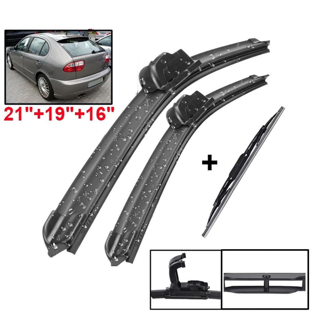 Zestaw wycieraczek przednich tylnych do Seat Leon MK1 2000-2005, gumowa wycieraczka do czyszczenia szyb 21"19" 16 cali
