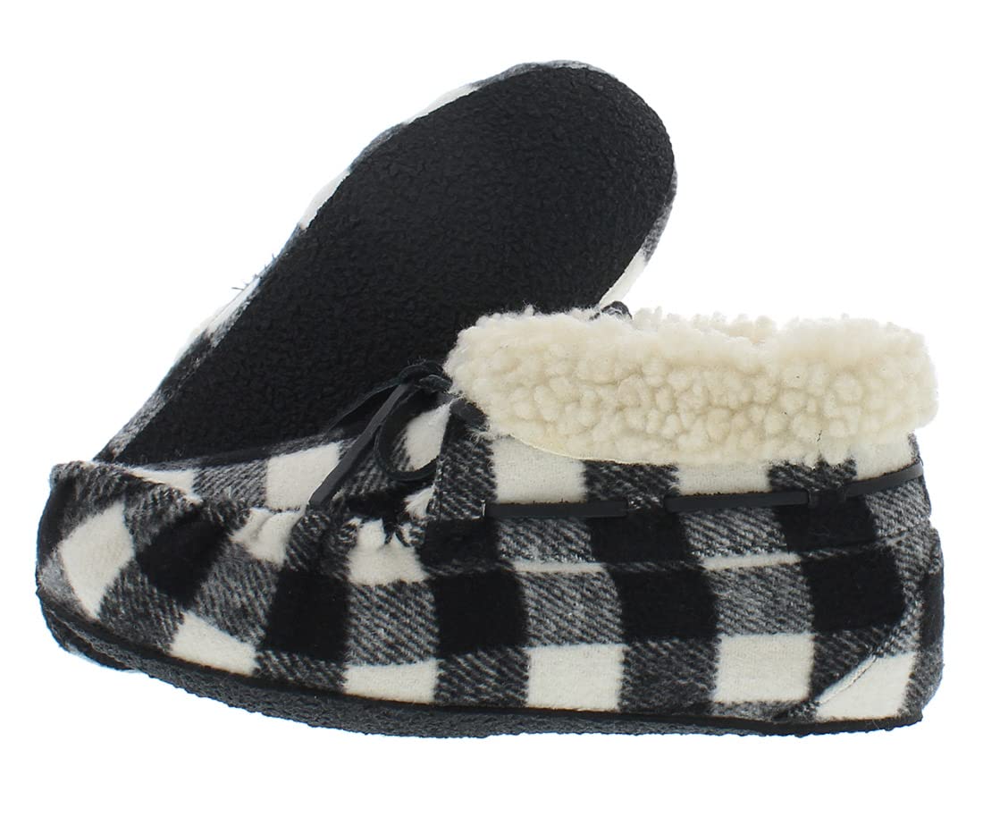 Chaussons mocassins écossais noir et blanc taille 6