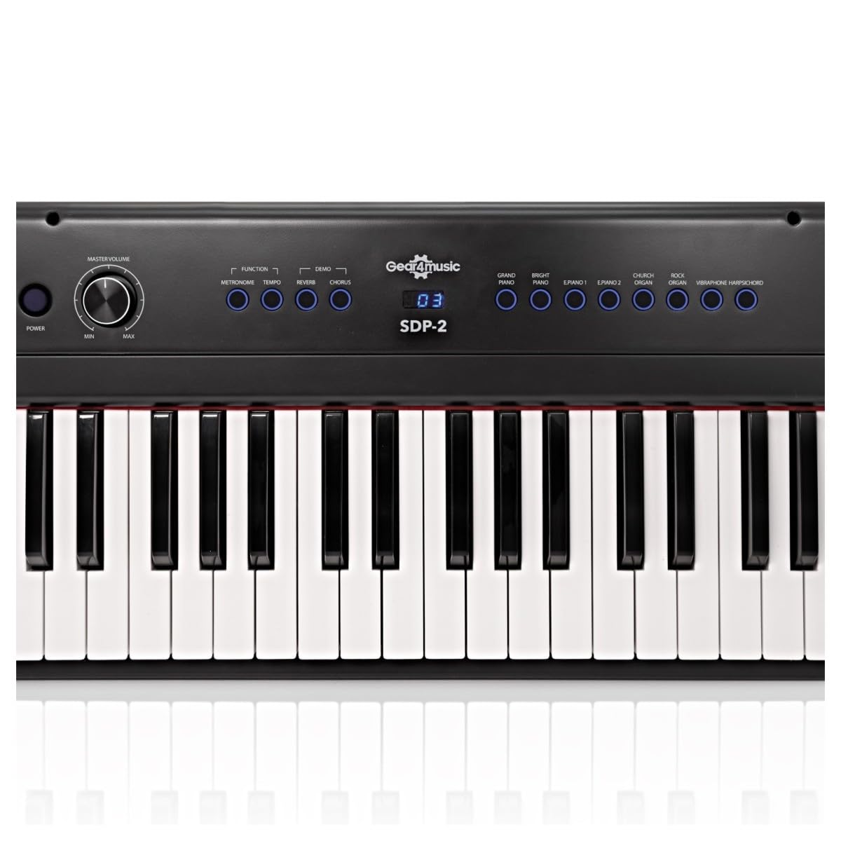 SDP-2 Pianoforte da Palcoscenico di Gear4music con Pacchetto Accessori Completo | Piano digitale 88 tasti pesati, altoparlanti stereo integrati e uscita cuffie, RCA e USB MIDI