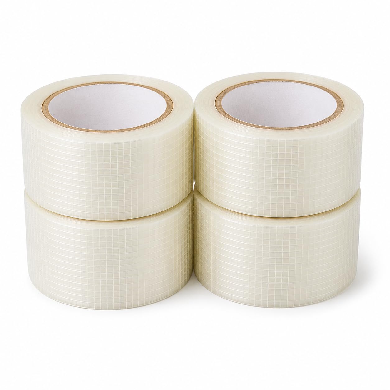 Yuzet 4 x Crossweave Tape 48mm x 50m Heavy Duty Reinforced Repair Tape Strong Packaging Parcel Sealing Tape for Boxes, Bundling & Repairs