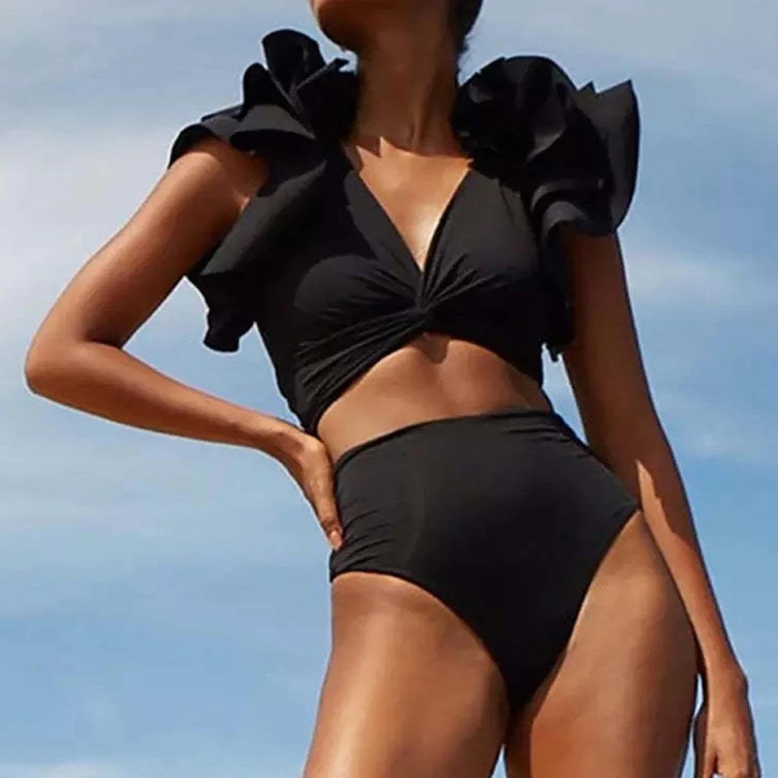 Bikinis Bañador Mujer Bikini con Cuello En V Traje De Baño para Mujer De Cintura Alta Bañadores Estampados Natación De Baño Traje De Baño Ropa De Playa