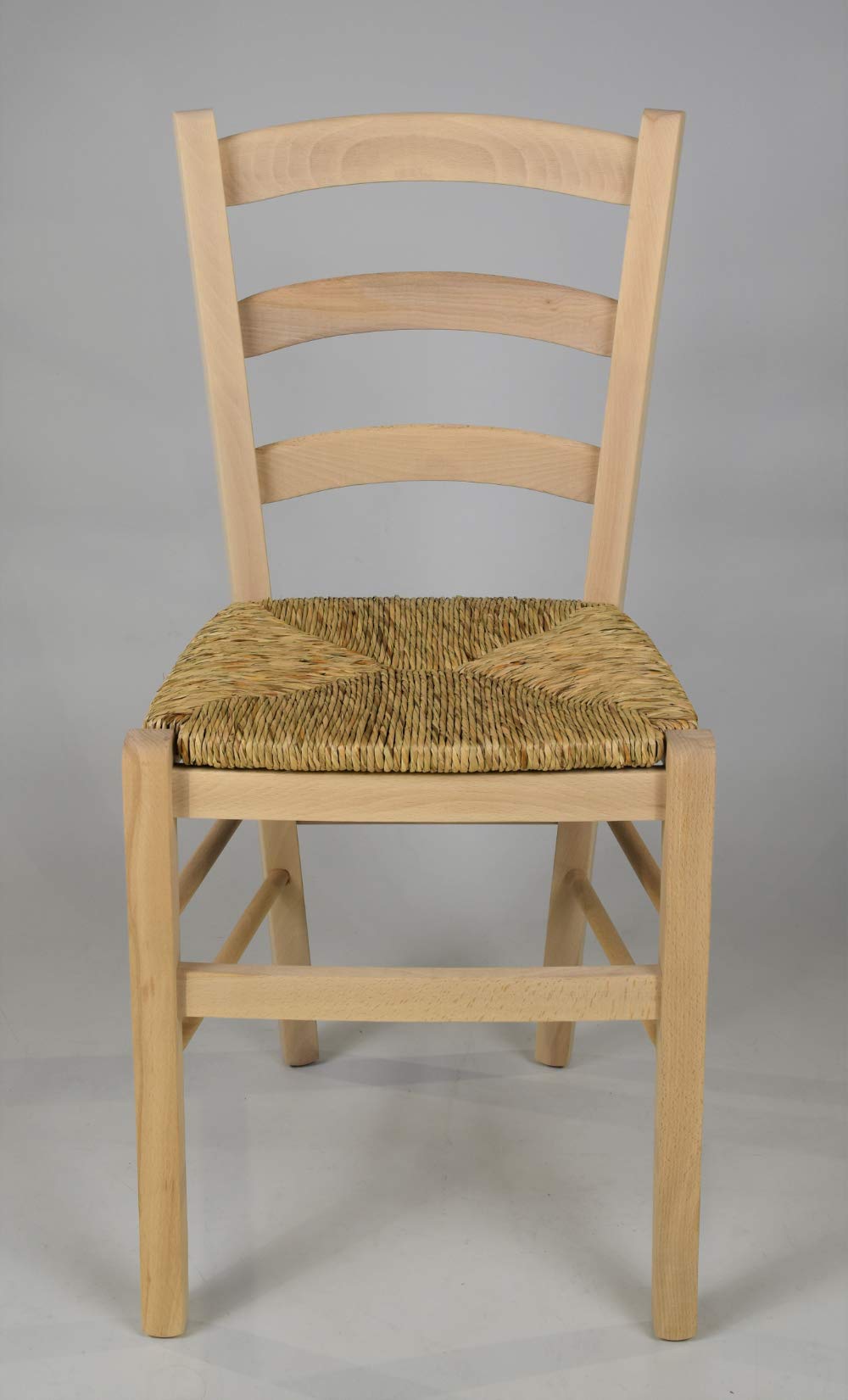 t m c s Tommychairs - Set 4 sillas Venezia para Cocina y Comedor, Estructura en Madera de Haya lijada, no tratada, 100% Natural y Asiento en Paja