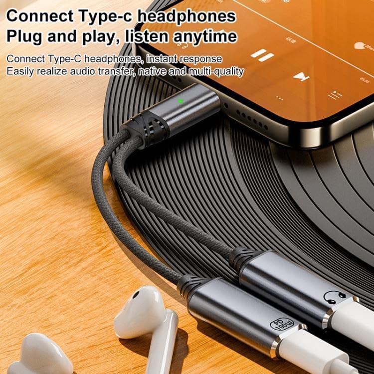 Image of Tobo USB C Splitter, Dual USB C Headphone and Charger Adapter Audio Dongle Cable with PD 100W Fast Charging Compatible with Phone 16 /15 Series, Pad, MaBook, Galaxy S24 /S23 (TD-1418CC)