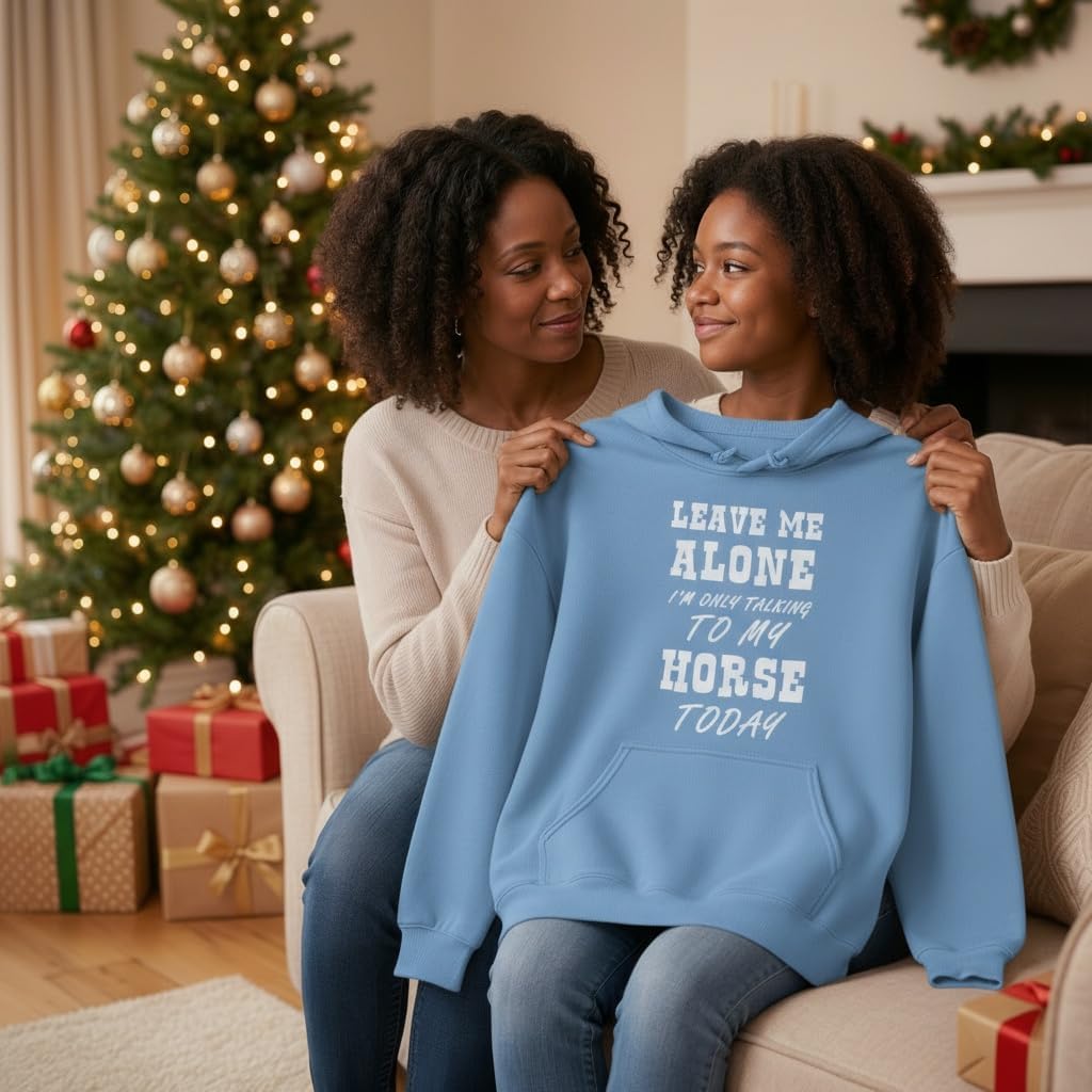 Tstars Leave Me Alone I'm Only Talking to My Horse Hoodie Teen Girls & Women Gift for Riders and Equestrian Fans Large California Blue
