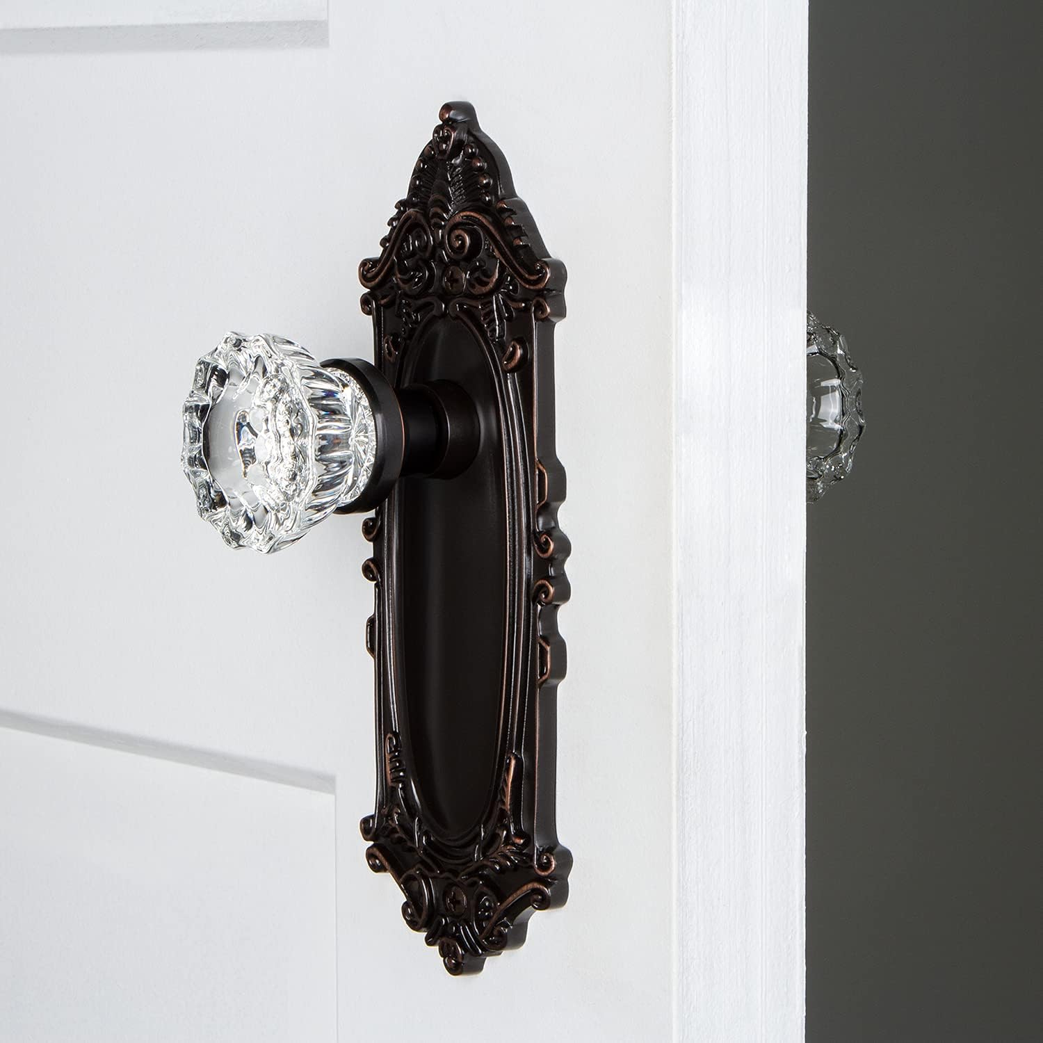Weekly Top Sale Nostalgic Warehouse 708061 Victorian Plate with Crystal Glass Knob, Double Dummy, Timeless Bronze 🛒 Crazy Deals Nostalgic Warehouse 708061 Victorian Plate with Crystal Glass Knob, Double Dummy, Timeless Bronze