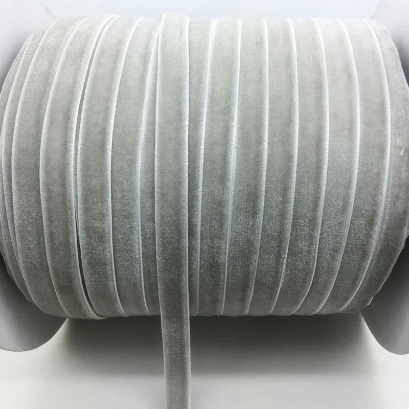 Juego de cintas de terciopelo, 5 yardas, 10 mm, for diademas, lazos, decoración de bodas, adornos navideños, cinta de costura (rosa)(Grey)