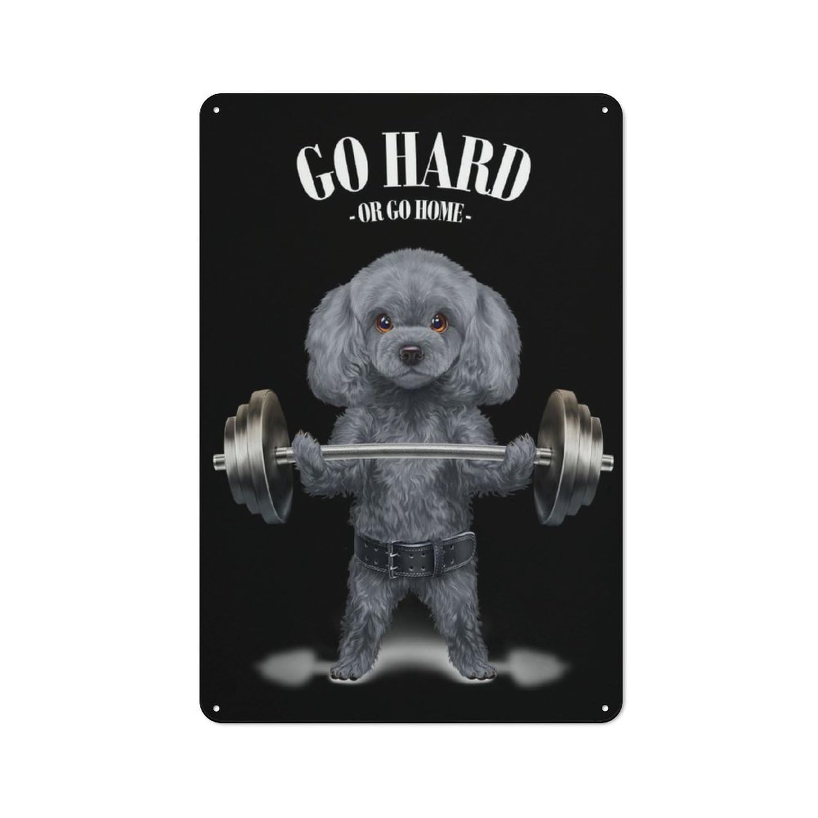 Junmoney Poodle Dog Weightlifting For Garden Room Or Summerhouse, Vintage Tin Sign 30X20cm, A Metal Wall Feature For Garden Rooms And Summerhouses