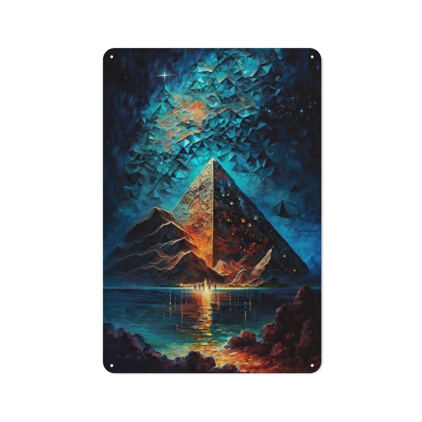 Junmoney Rocky Desert Pyramids Tin Sign 30X20cm For Café Or Home Bar, Rustic Wall Decor, For Garage, Workshop And Man Cave Decoration