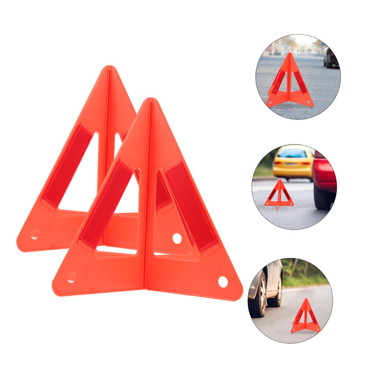 Triangolo di Segnalazione Rosso Pieghevole 3 Pezzi Plastico | Veicoli in Sosta, Struttura Stabile Superficie Riflettente, Formato a Triangolo