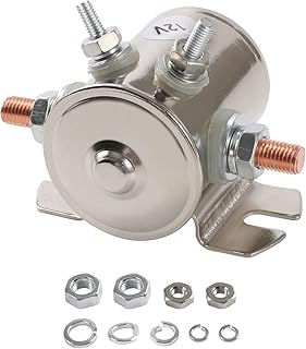 Max 300A 12 Volt Continuous Duty Solenoid Relay 4-Terminal for Golf Carts Heavy Duty Winch Marine in Rush SPST 12VDC 12V Solenoid Relay Nickel-Plating