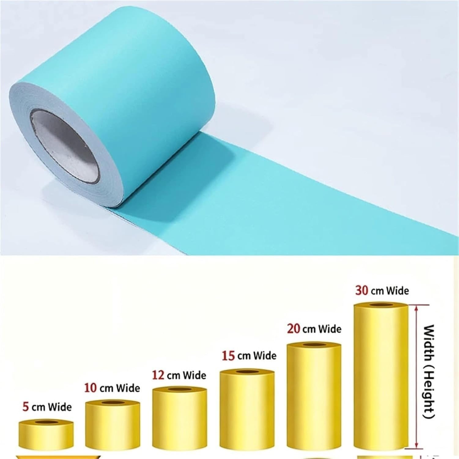 Cinta de PVC adhesiva para bordes de zócalo y, Blanco brillante, 1 x 15 cm