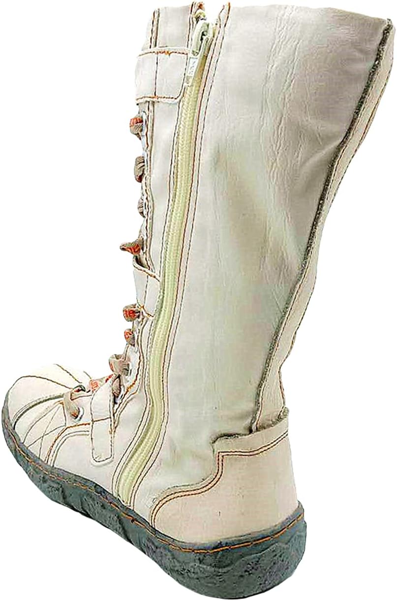 TMA EYES Strape-Accent Washed PU Leather Flat Damen Stiefel mit Übergröße - Bild 15 von 34