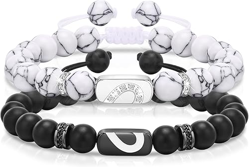 TempBeau Pulsera para pareja Pulsera personalizada de identificación grabada, cuerda trenzada para él y ella, pulseras de amistad ajustables para