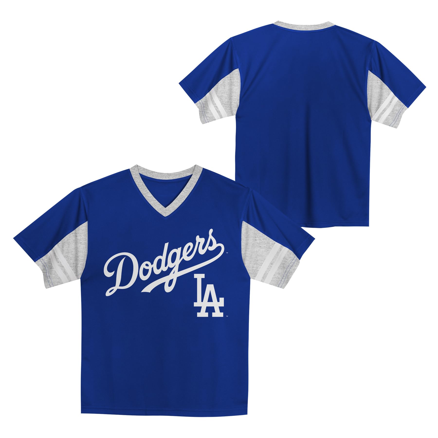 MLB Kids Youth Boys 4-18 Officially Licensed Team Color Primary Logo Baseball Fashion Top V-Neck Jersey - 3