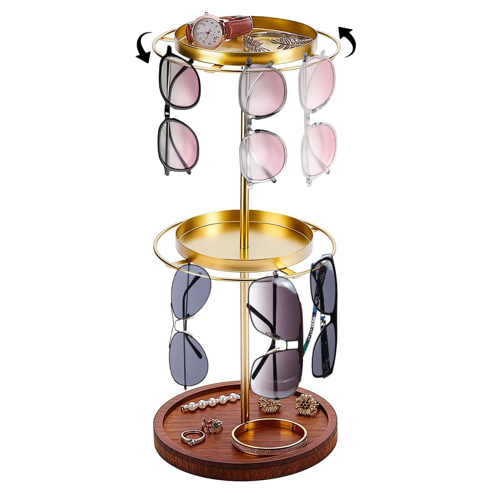 arricraft Organiseur Rotatif pour Lunettes de Soleil Rangement de Lunettes de Soleil Capacité Amélioré avec Cadre en Métal et Plateau pour Femmes Hommes Table Commode Bureau Comptoir Chambre