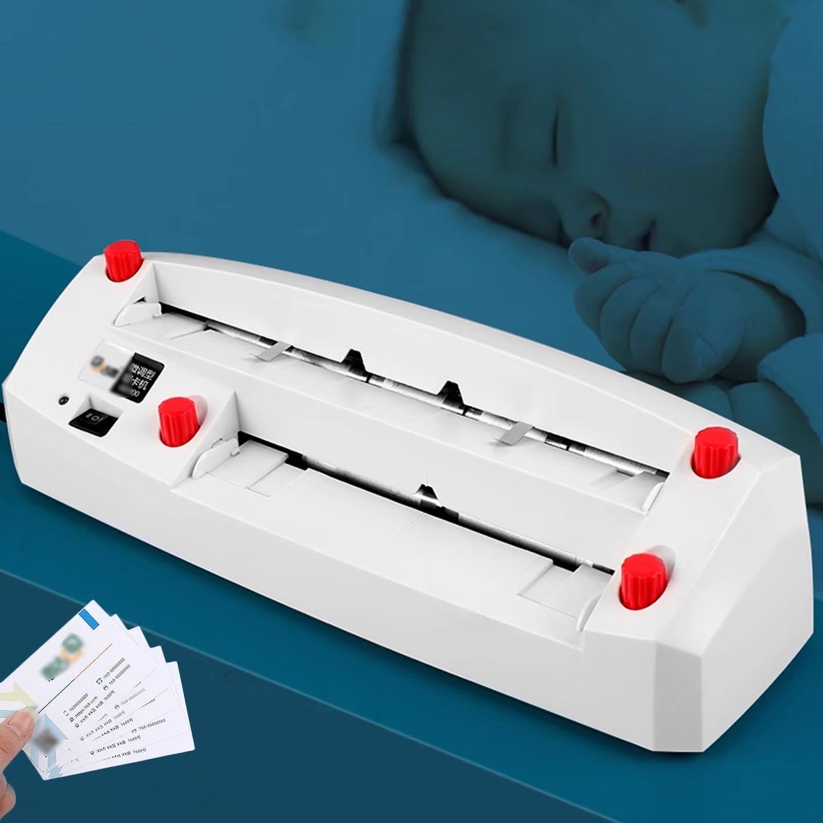 Máquina de corte de tarjetas de visita con 9 juegos de cuchillas, inducción automática, ajuste de posición, diseño hacia adelante/atrás, sin rebabas