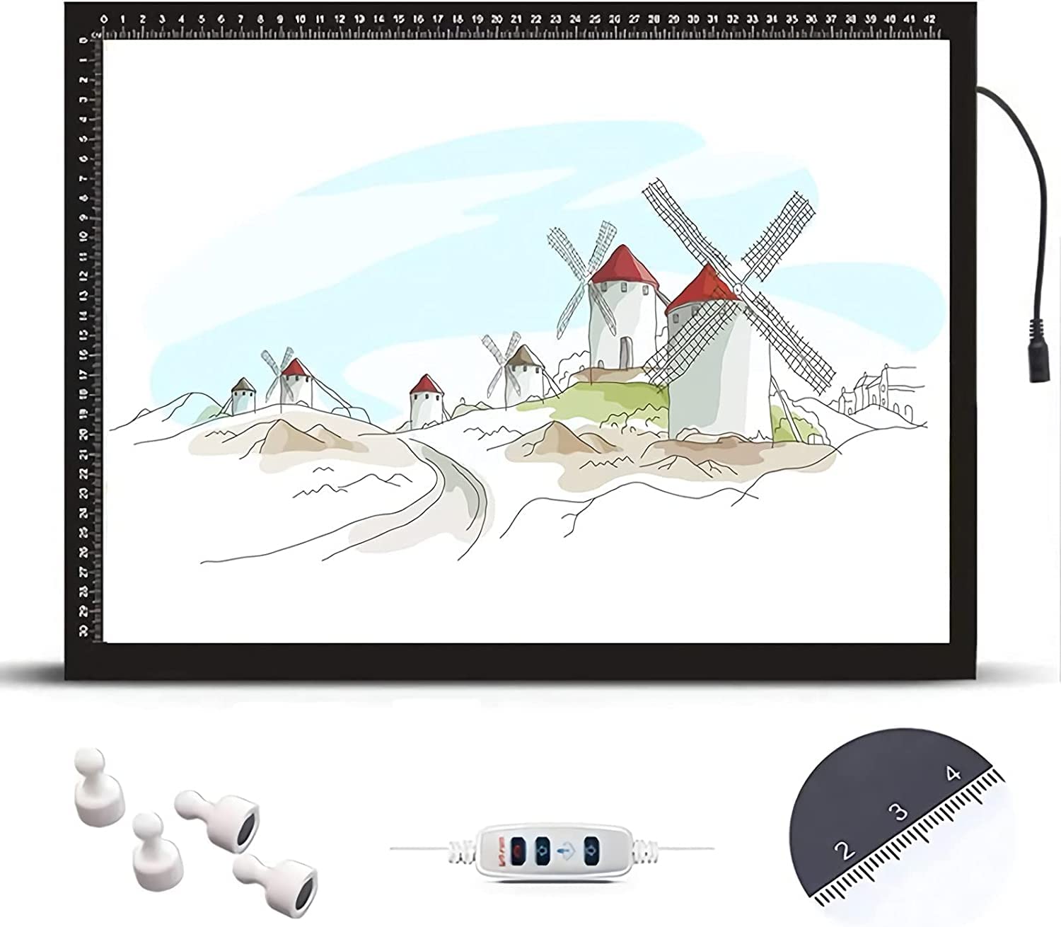 LED A1 A2 A3 A4 Leuchttisch Light Pad Zeichnen Leuchtplatte Mit USB-Stromkabel Malen Pad Leuchtkasten Für Künstler, Skizzieren, Animation, Designen, Tattoo. Geschenk Für Kinder, Künstler,Schwarz,A1