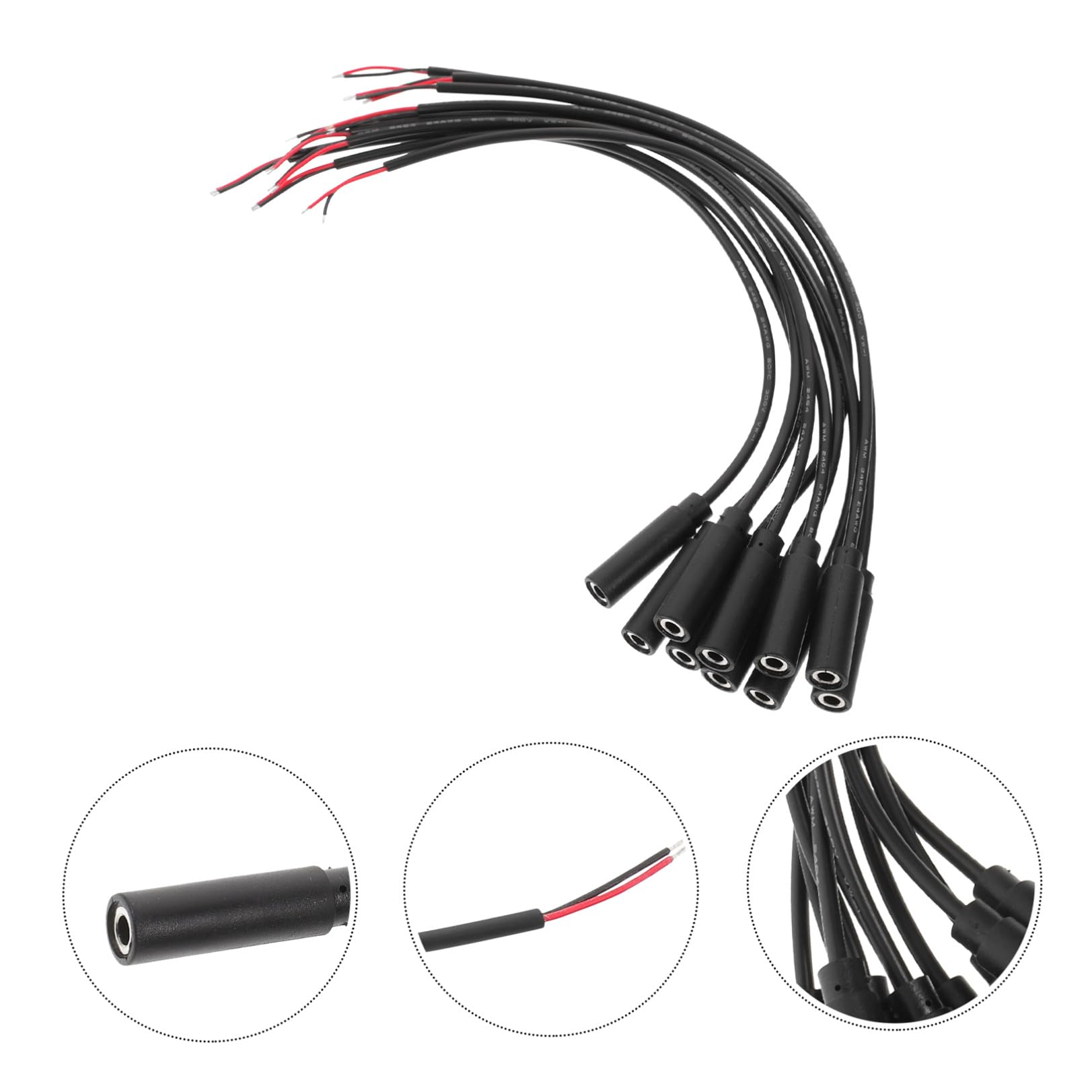 Gadpiparty 50pièces Câble Audio Femelle à Fil Dénudé De Connecteurs Mono pour Réparation De Casque Écouteurs Et Microphones Compatible avec Appareils Audio Noir