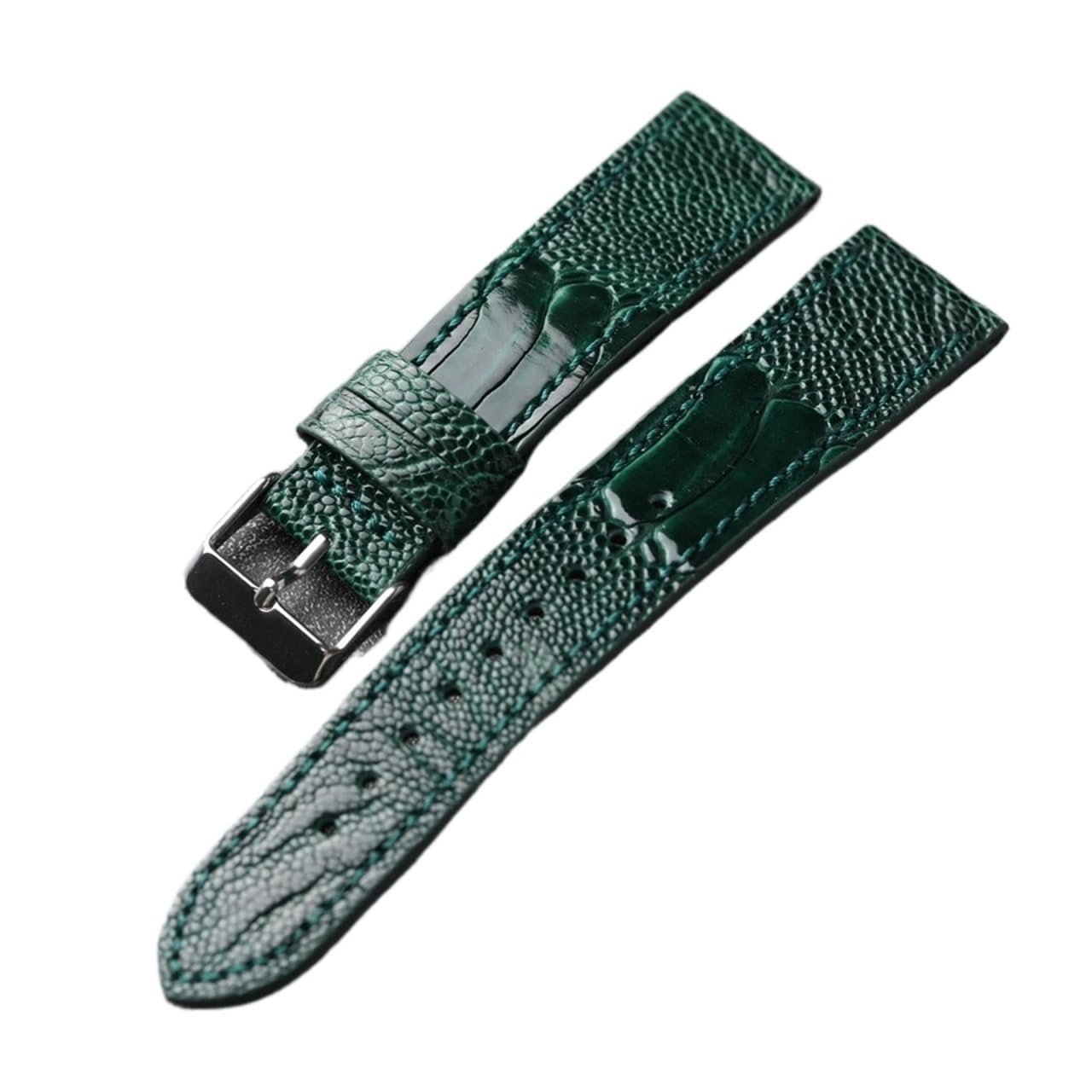 Genérico Pulsera vintage de piel auténtica de avestruz hecha a mano de primera calidad de 18, 19, 20, 21 y 22 mm for hombre, de piel auténtica marrón y verde