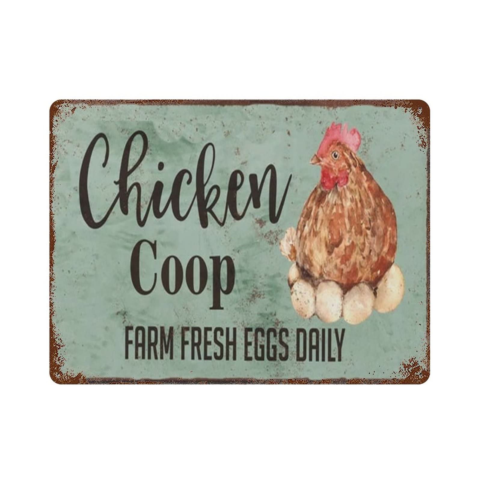 AOOEDM Chicken Coop Farm Fresh Eggs Daily Vintage Tin Sign Metal Tin Signs for Man Cave Funny Art Wall Plaque Kitchen Bar Pub Coffee Shop Wall Decor