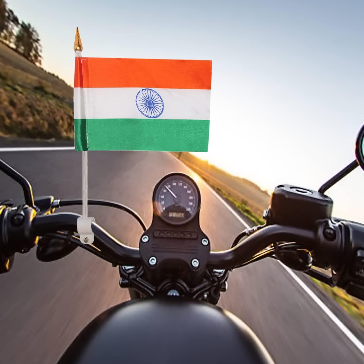 4-Pack Indian Tricolor Flag for Bike, Cycle, Scooter, Scoot & Car, Trianga Flag with Stand for Independence Day and Republic Day Flags (White Stand)-image-48