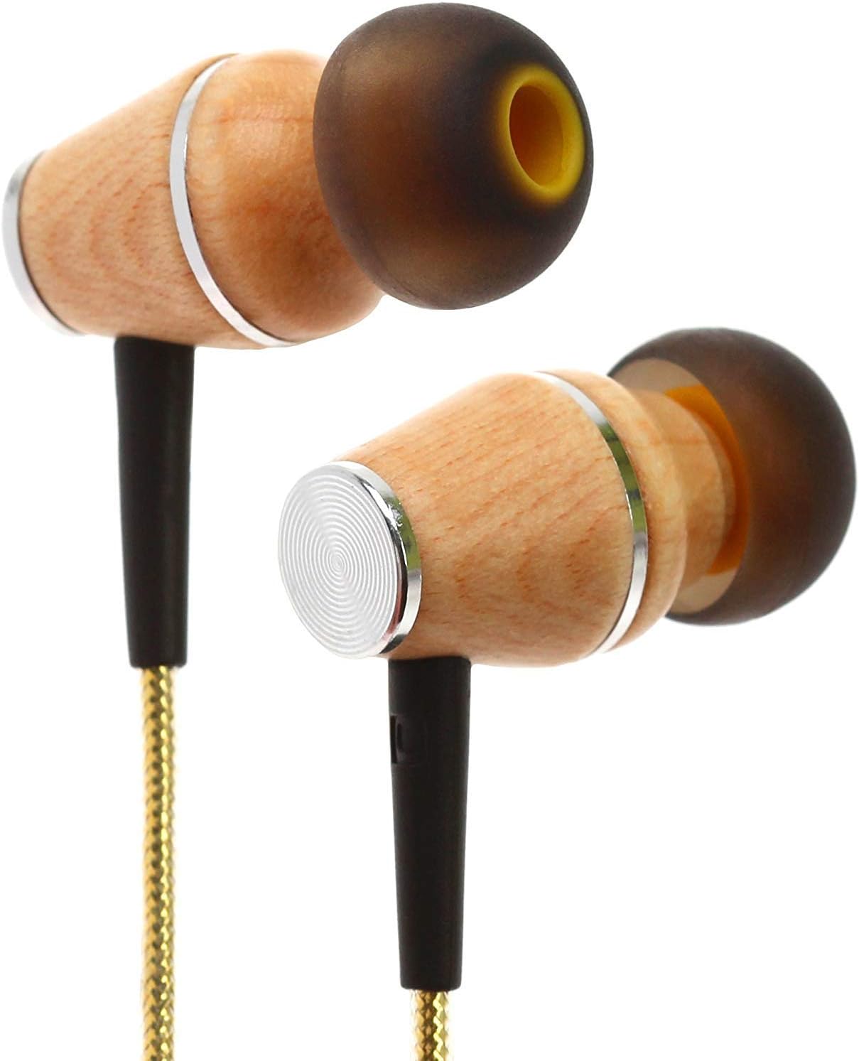 Symphonized XTC 2.0 Earbuds with Mic, Premium Genuine Wood Stereo Earphones, Hand-Made in-Ear Noise-isolating Headphones with Tangle-Free Innovative Shield Technology Cable (Tropical Sun)