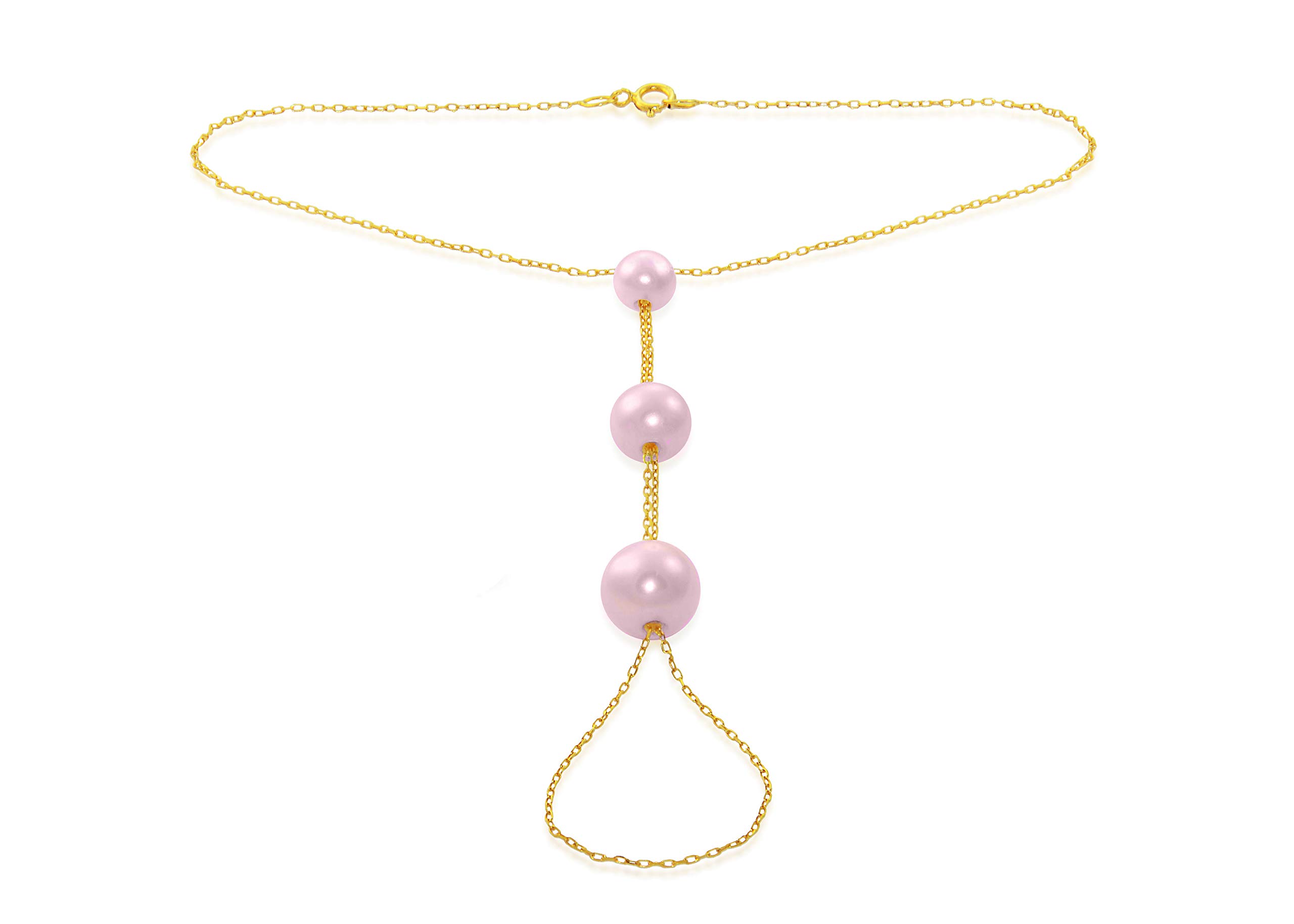 Vera Perla10K Gold Gradual Built-in with Pink Drop Pearl Jewelry Set, 3 Pcs