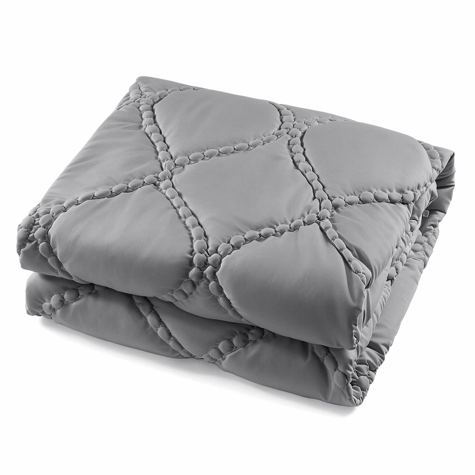 Elegear leichte Sommerdecke 135x200 cm, 2-in-1 Bettdecke und Bettbezug in einem, mit Kissenbezüge 80x80 cm, handbestickte dünne Sommerbettdecke, Oeko-Tex Waschbare Duvet, Grau