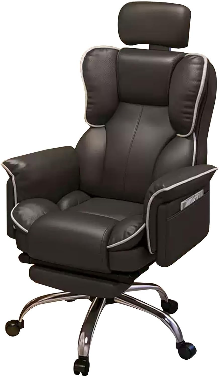 Heavy-Duty Comfortable Computer Chair Ergonomic Executive Chair Gaming Leisure Sofa Chair Boss Office Staff Chair with Footrest Headrest(Black)