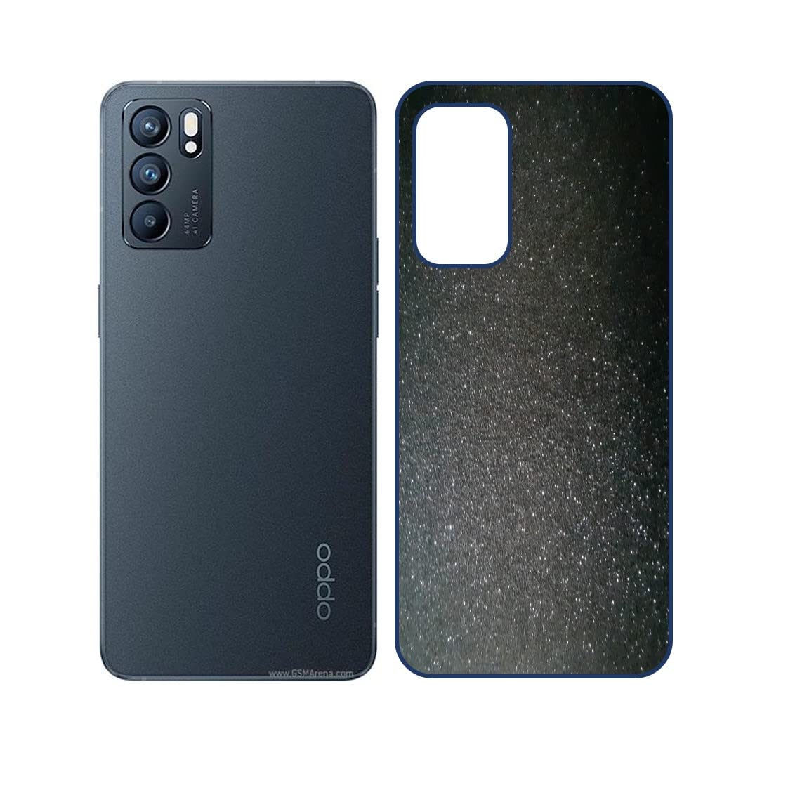 DVTECH� Sparkling Star Black Anti Skid Back Skin Protector For OPPO Reno6 5G (Not a Tempered glass)