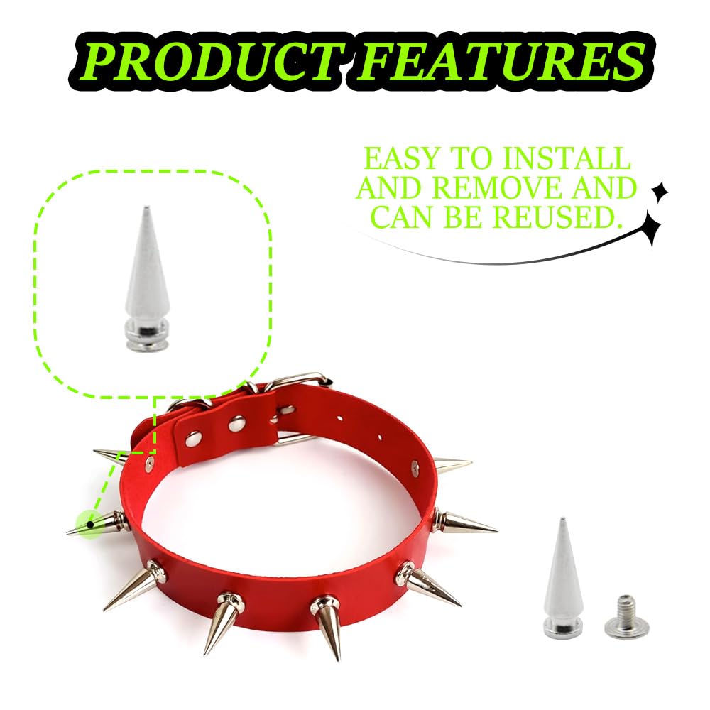 CEEYSEE 100Sets Cone Spikes Studs with Screw 7x20mm Punk Metal Rivets Bullet Cone Spikes for DIY Belt Bags Shoes Clothing Decoration Shoes Craft (Silver/7x20mm) - Image 4