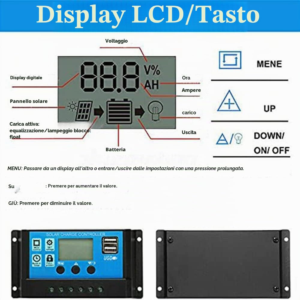 Caricabatterie da 30 W 12 V pannello solare + controller da 40 A per auto, barca, casa,
