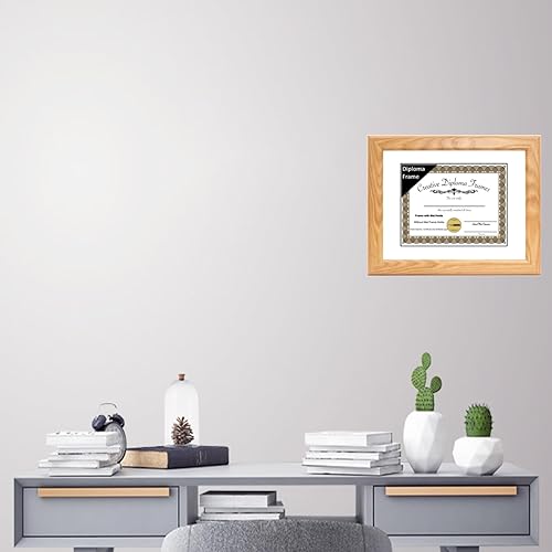 Vista 11 de Creative Picture Frames Marco de diploma con acabado de roble de 8 x 10 pulgadas, con caballete de vidrio negro y colgadores de pared instalados