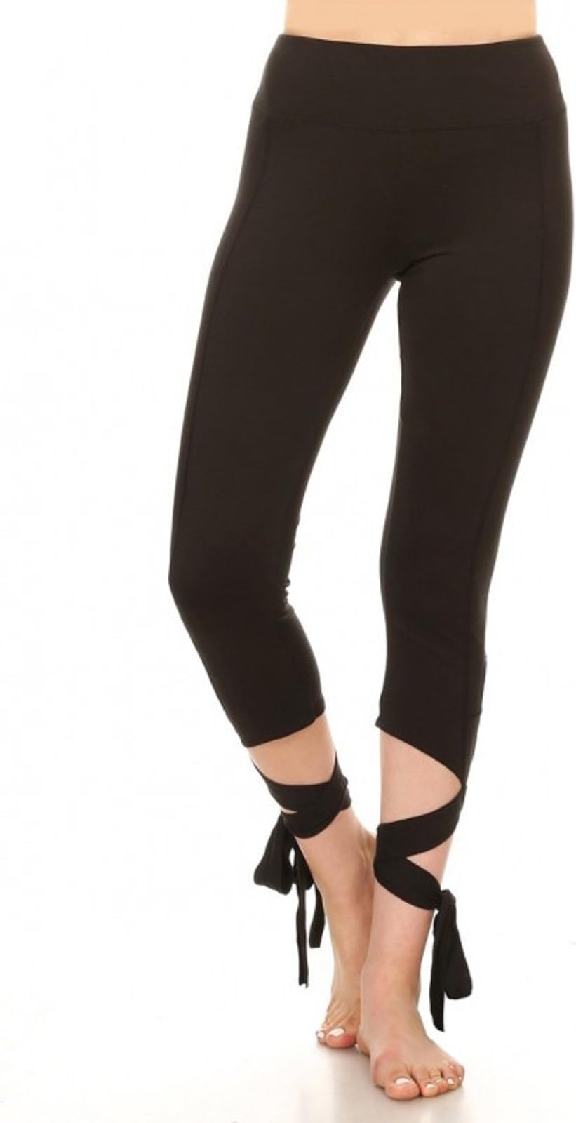 Woman's Comfortable Cross Tie Cuff Slim Yoga Pants Jogger Workout Capri Spandex Activewear Legging