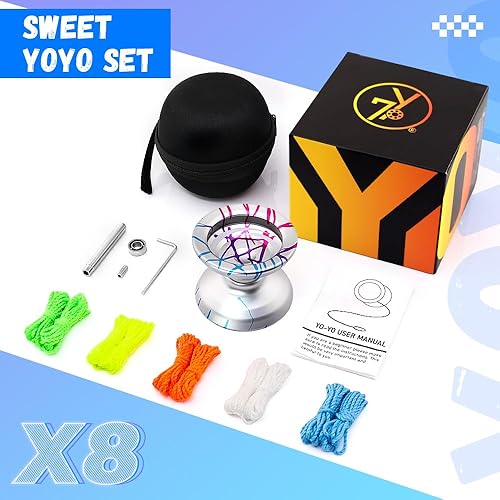 Miniatura 5 de Yoyo profesional X8 para niños de 8 a 12 años en adelante, Yoyo que no responde para trucos de giro de dedos, yoyo sensible al metal para