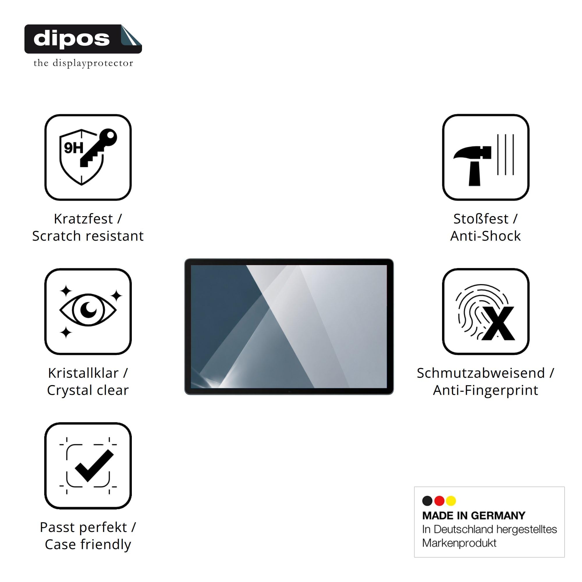dipos 2x Pellicola Protettiva 9H trasparente per Doogee U14 | Non si rompe e non si scheggia, non è vero vetro, Anti-Shock, si adatta perfettamente, antigraffio, senza bolle, autoadesiva