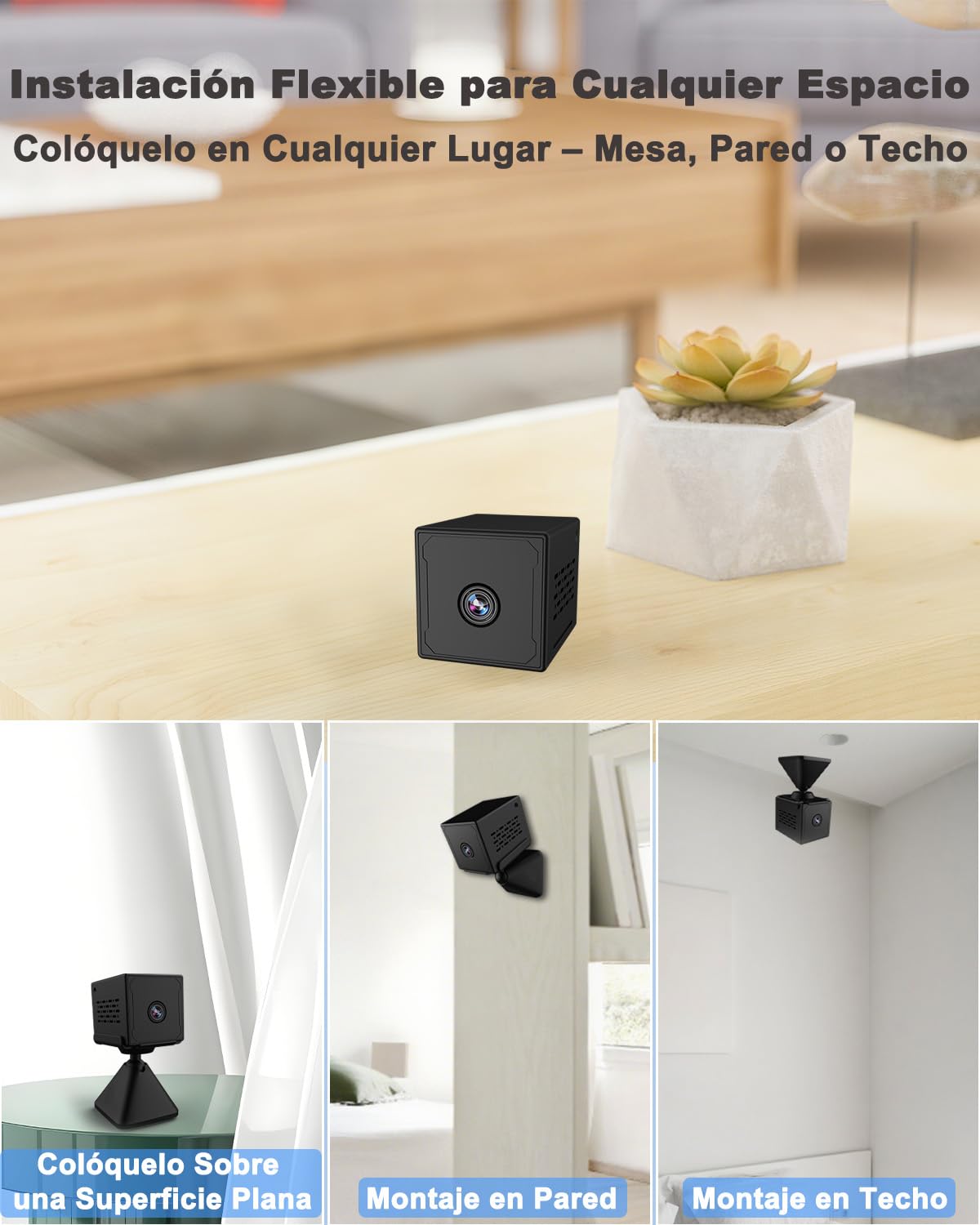 Mini Camara Espia, 4K Mini Camara Vigilancia WiFi Interior, Camara Espia Oculta con Visión Nocturna & Deteccion de Movimiento, Bateria 2000mAh, WiFi/Ap Hotspot Opciones, Spy Camera Interior/Extérieur