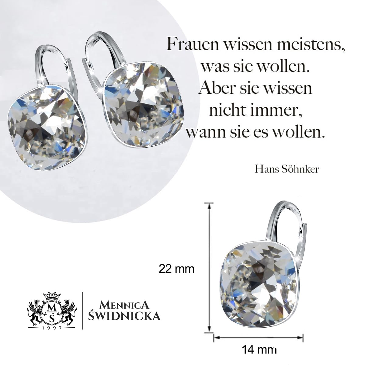 Elegante 925er Silber Ohrringe - mit Marken Kristalle - Hypoallergene Geschenkidee Hochwertiger Schmuck für Frauen