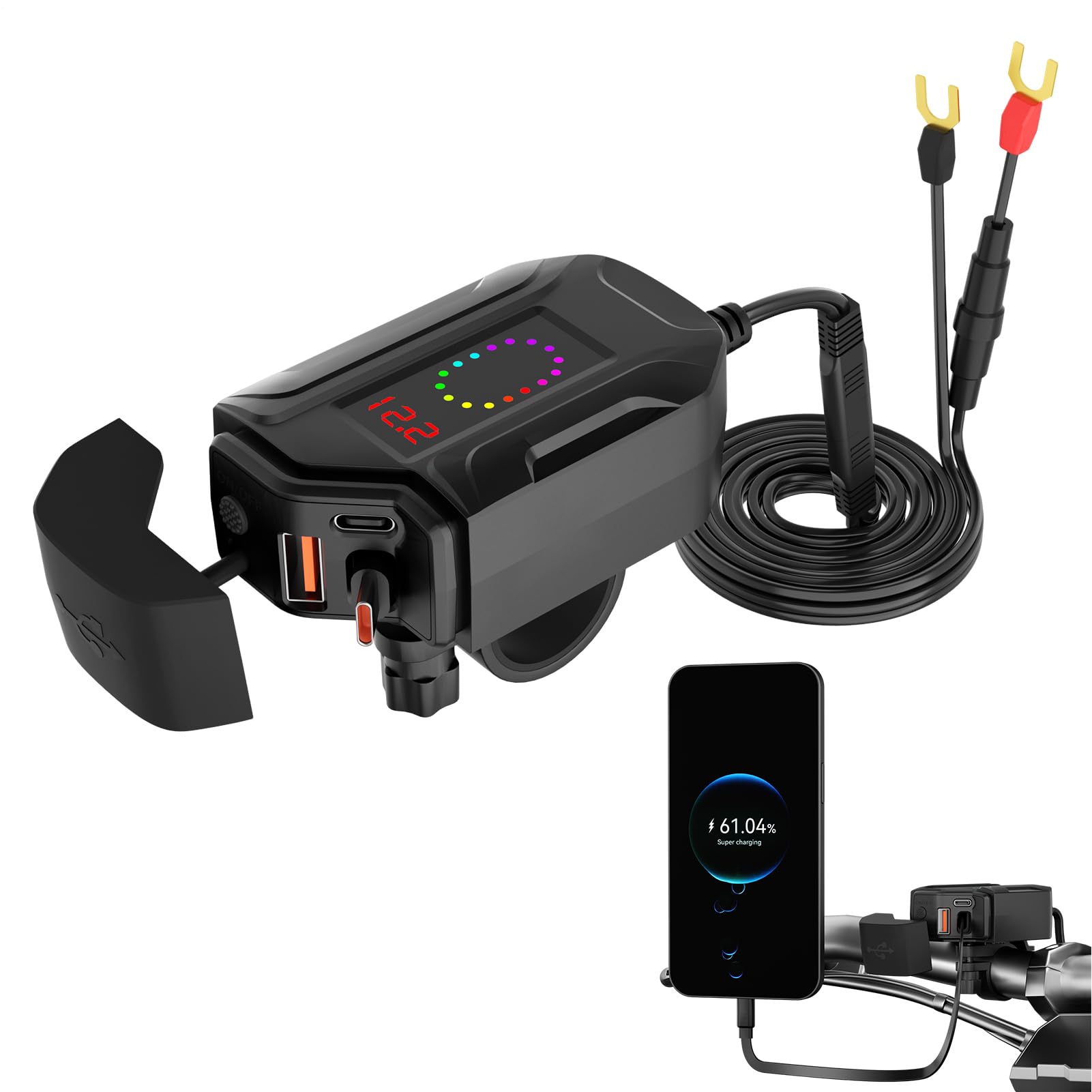 Motocyklowy Port USB Adapter Type-C Wodoodporny Szybkiego Ładowania 12V-24V