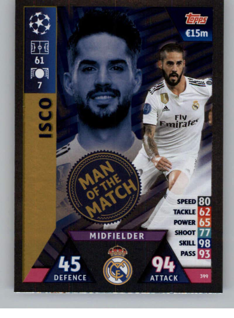2018-19 Topps UEFA Champions League Match Attax #399 Isco Man of the Match Official Futbol Soccer Card