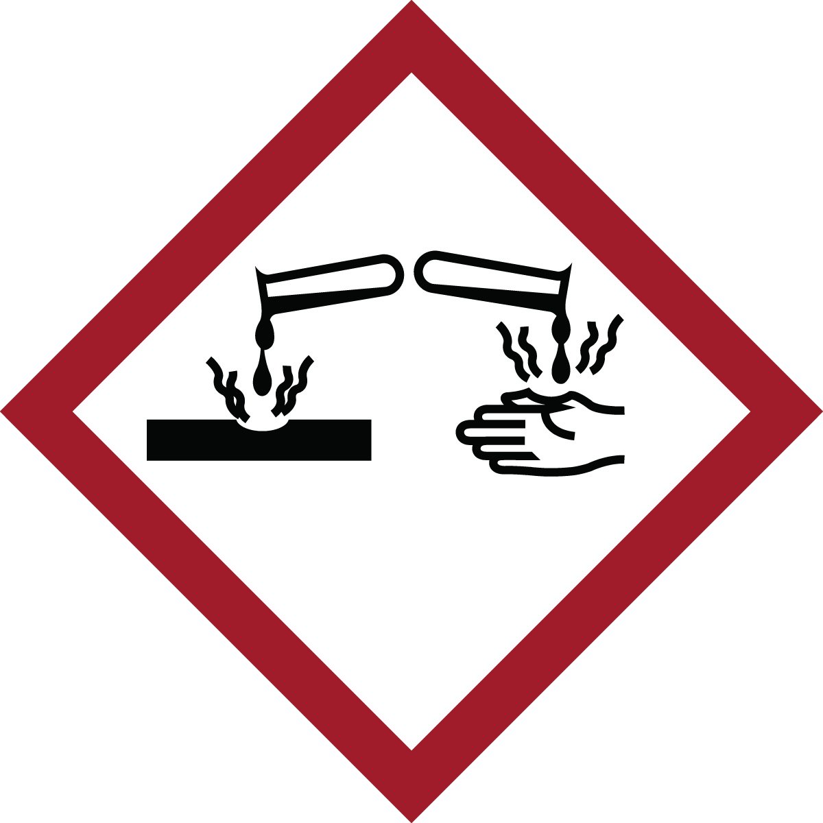 Brady 118839 Vinyl GHS Corrosive Picto Labels , Black/Red On White, 5/8" Height x 5/8" Width, Pictogram "Corrosive" (39 Labels, 1 Card per Package)