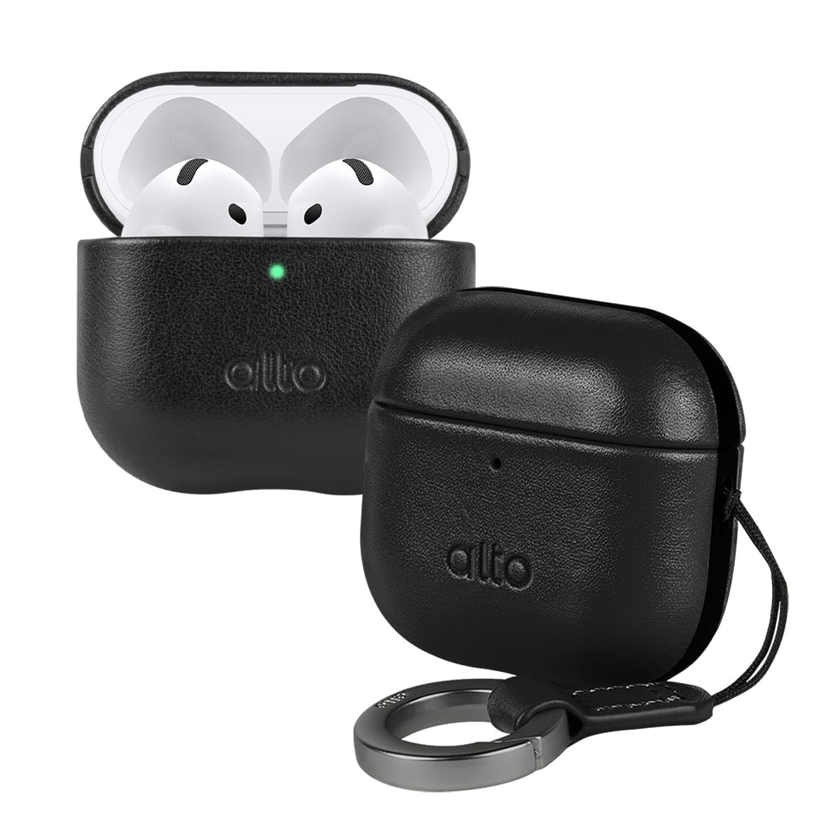 Alto Case for AirPods 4 with Keychain, Italian Leather Case Cover Compatible AirPods 4nd Generation Women Men Protective Hard Shell Supports Wireless