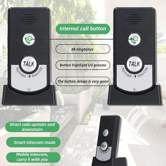 Intercom System for Home, 2 Way Voice Intercom Wireless, Home Intercom System Super Long Range Intercomunicador Intercom Doorbell System Unit for Home Hospital Office