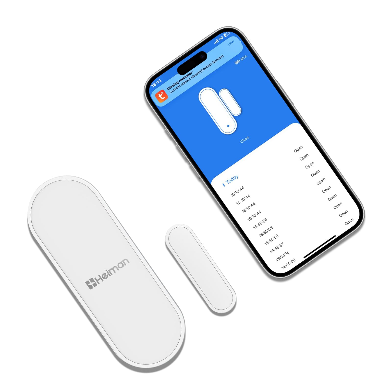 Heiman Window Door Alarms When Opened, WiFi Door Chime Sensor, Contact Sensor for Home Security, Smart Wireless Magnetic Door Open Detector, APP