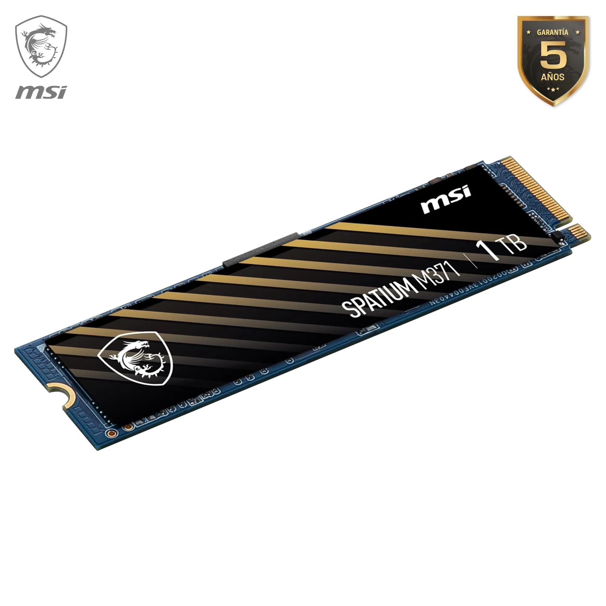 MSI Spatium M371 SSD 1TB PCIe 3.0 NVMe M.2 Unidad de Estado sólido Interna, 2350MB/s de Lectura y 1700MB/s de Escritura, 3D NAND, Seguridad de Datos integrada, Center