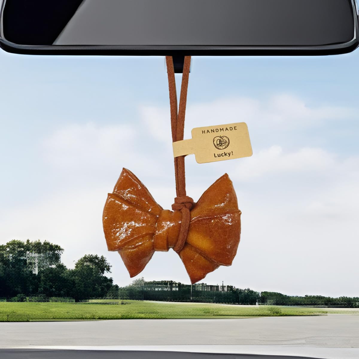 Alkaline Bread Car Mirror Hanging Accessories - Handmade Realistic Bread Car Rear View Mirror Charm - Cute Lucky
