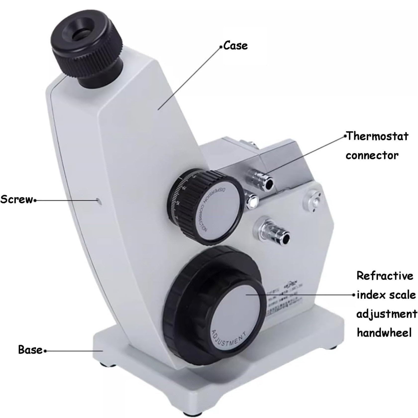 Rifrattometro Digitale Con Nitidezza Regolabile, Rifrattometro Monoculare, Attrezzatura Ottica Da Laboratorio Per Rifrattometro Digitale, Misurazione 1.3000~1.7000nd E 0-95% Brix, Precisione 0,0002