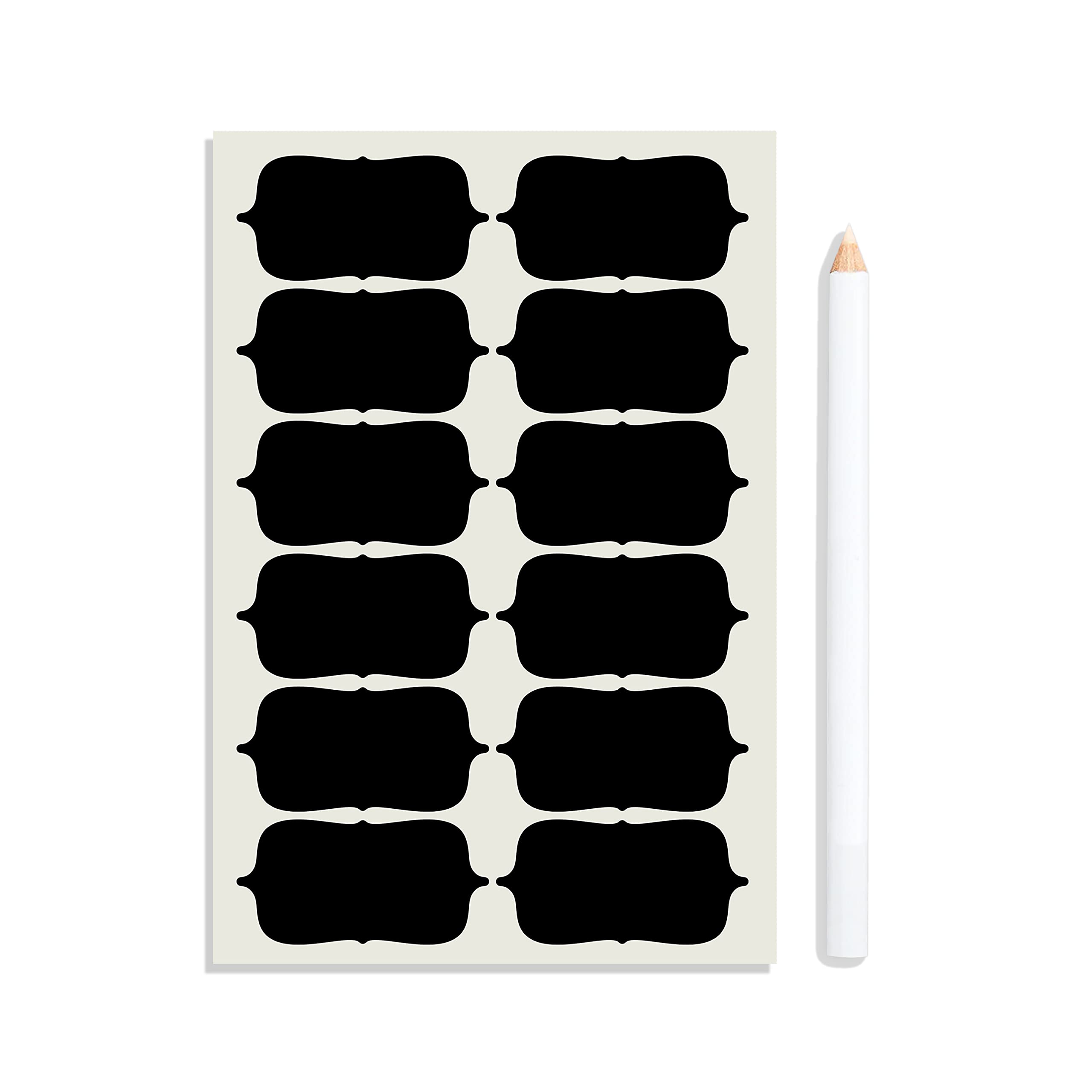 FlyBuy Hub Pack of 84 Pc Waterproof Vinyl Stickers for Mason Jars Glass Bottles, Decals Craft, Kitchen Jar Labels Stickers with Pencil (2.5 Inch x 1.25 Inch) (Black) (B0BFX7ZXP5) Amazon Price History, Amazon Price Tracker