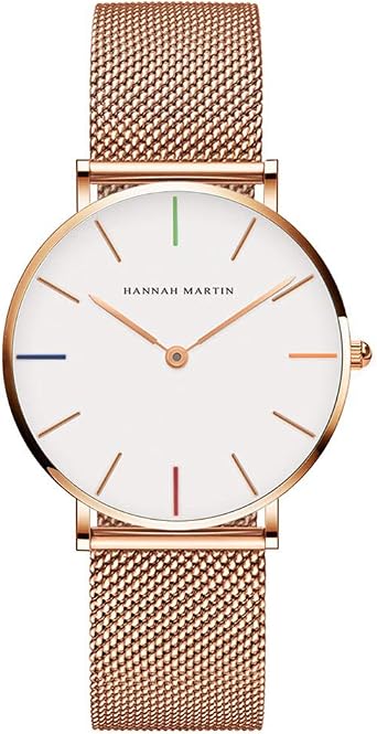 Hannah Martin Women's Stainless Steel Waterproof Ultra Thin Mesh Analog Quartz Watch